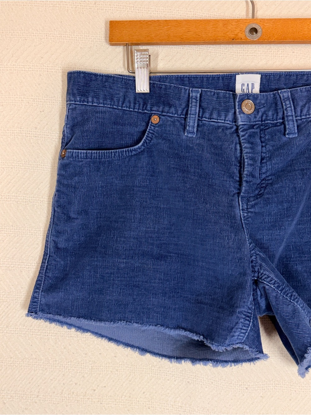 Gap Corduroy Cutoff Shorts Blue Frayed Raw Hem Festival Indie Boho Size 8